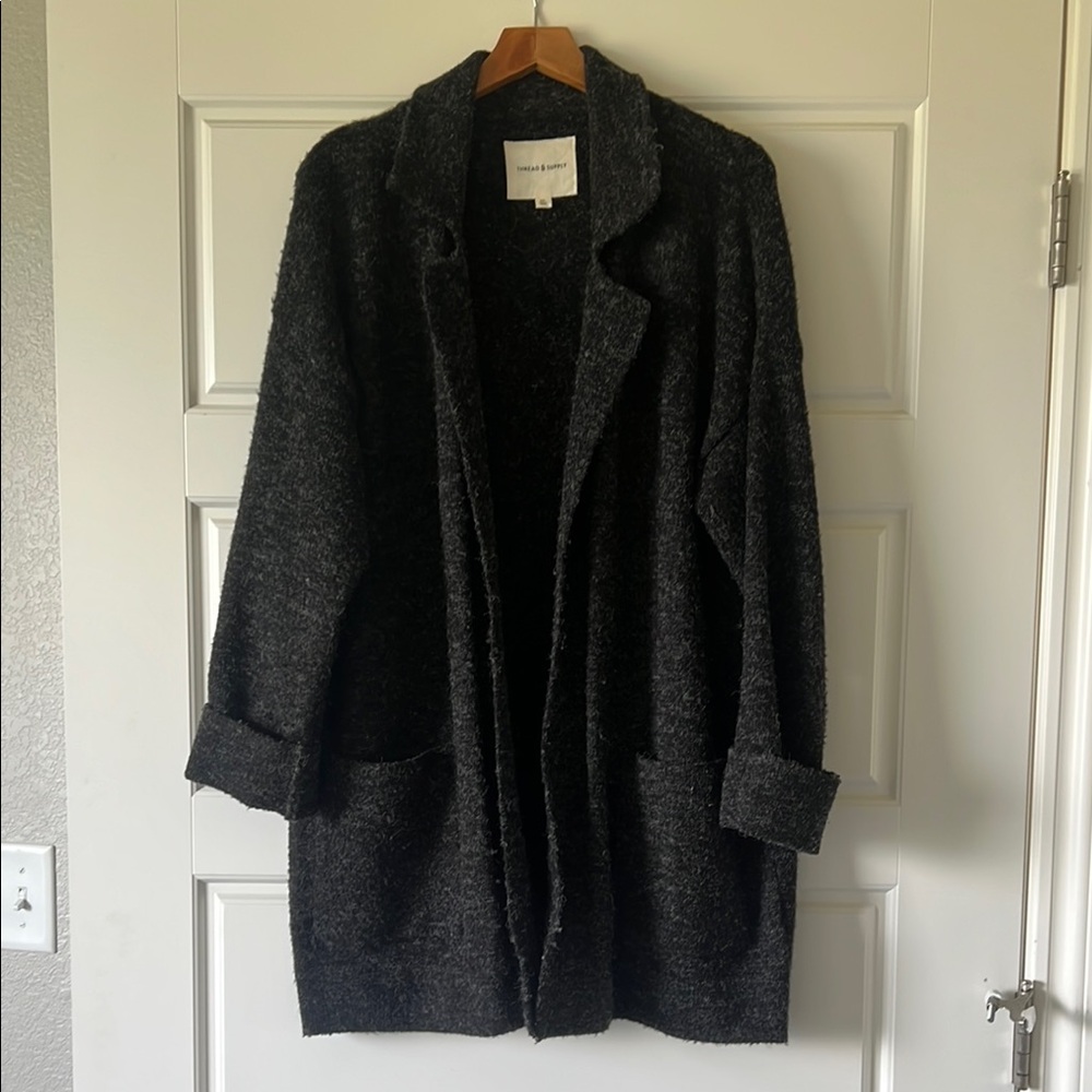 Thread & Supply  Black Open-Front Cardigan- MED